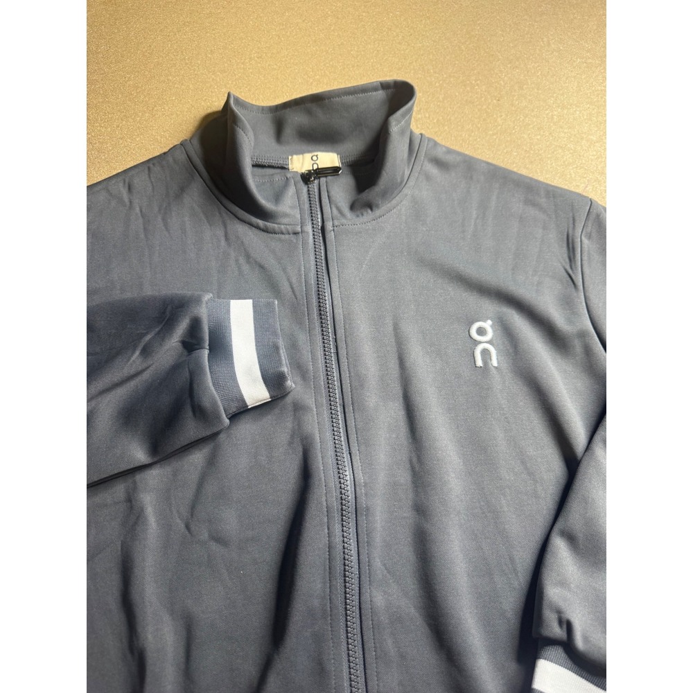 On Running Track Jacket Mens Slate Gray Full Zip Athletic Warm Up Mock Neck